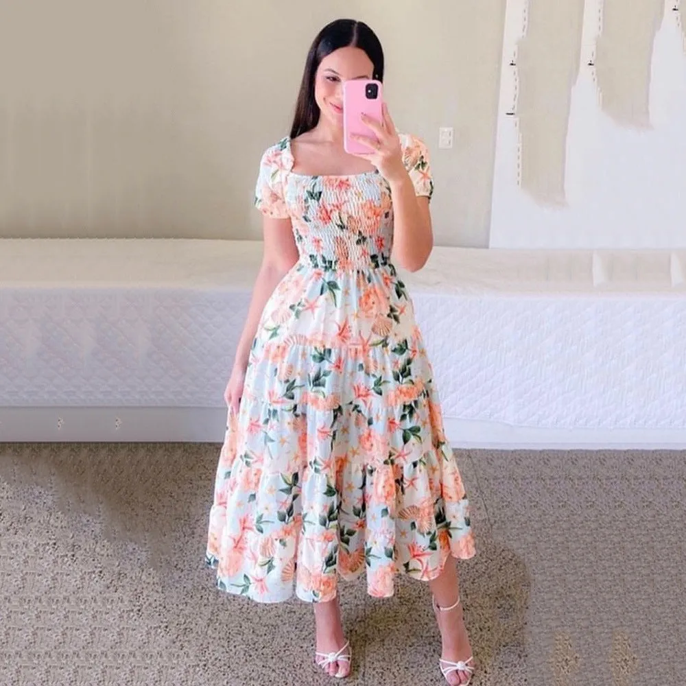2025 New spring and summer new  New 2025 dresses literary  fresh printing fashion women's clothing