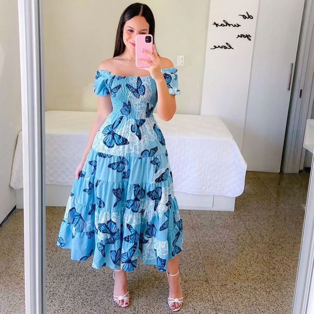 2025 New spring and summer new  New 2025 dresses literary  fresh printing fashion women's clothing