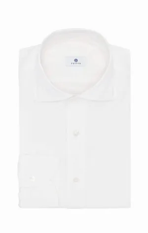 Albini White Stretch Fine Twill 365 Easy Care Cotton