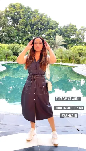 AMRIT KAUR In Contrast Threadwork Trench Dress