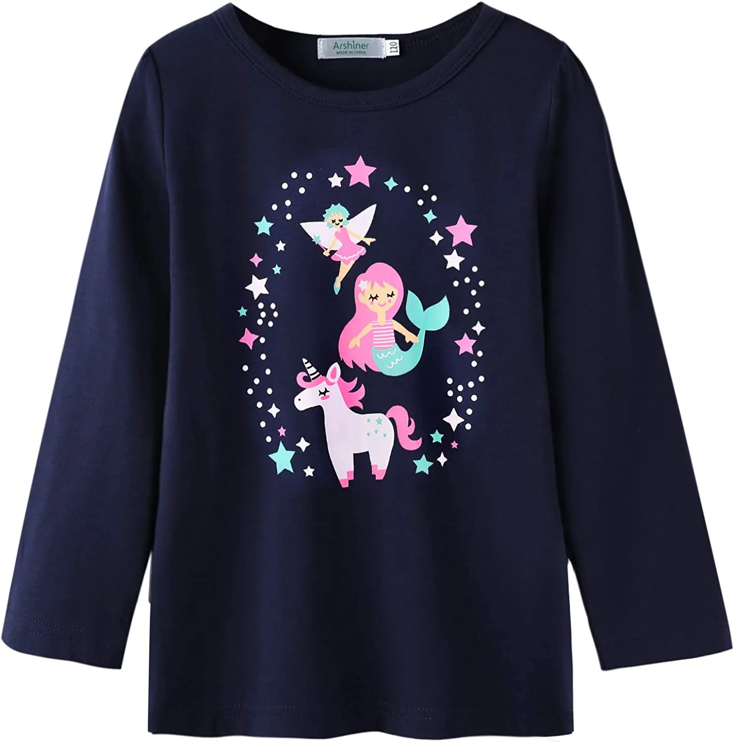 Arshiner Kids 3 Pack Long Sleeve Tees Girls Tees 3pcs Shirts