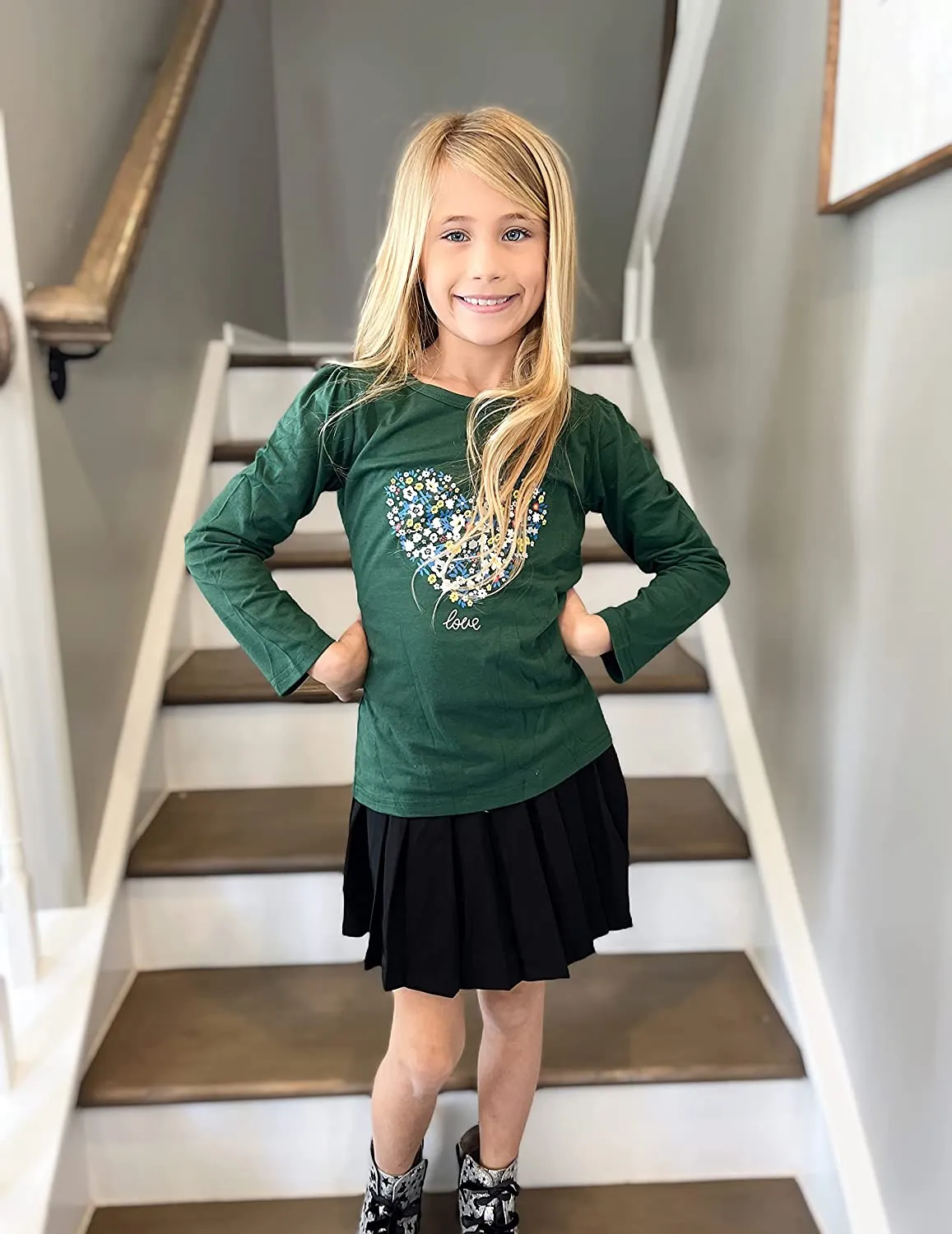 Arshiner Kids 3 Pack Long Sleeve Tees Girls Tees 3pcs Shirts