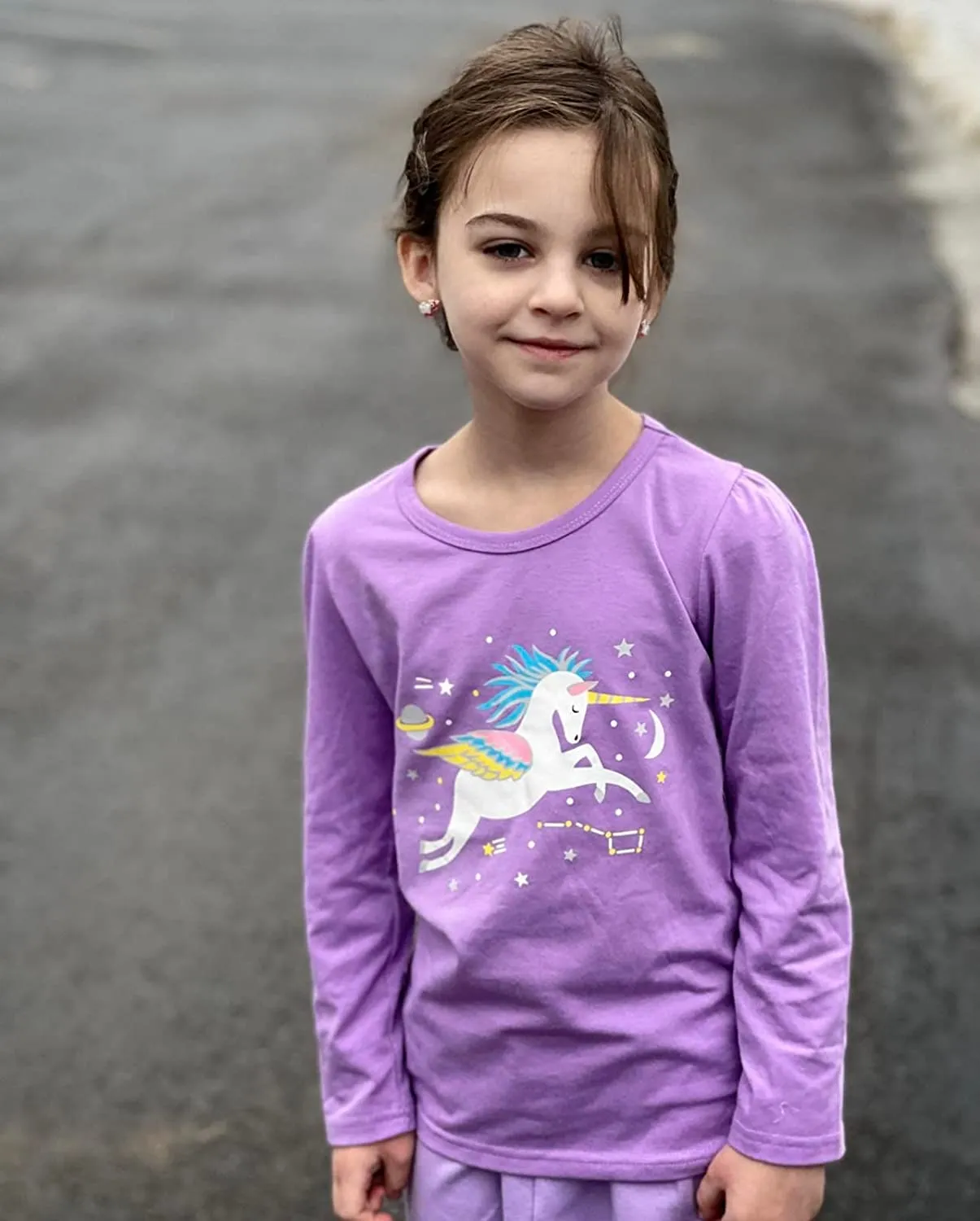 Arshiner Kids 3 Pack Long Sleeve Tees Girls Tees 3pcs Shirts