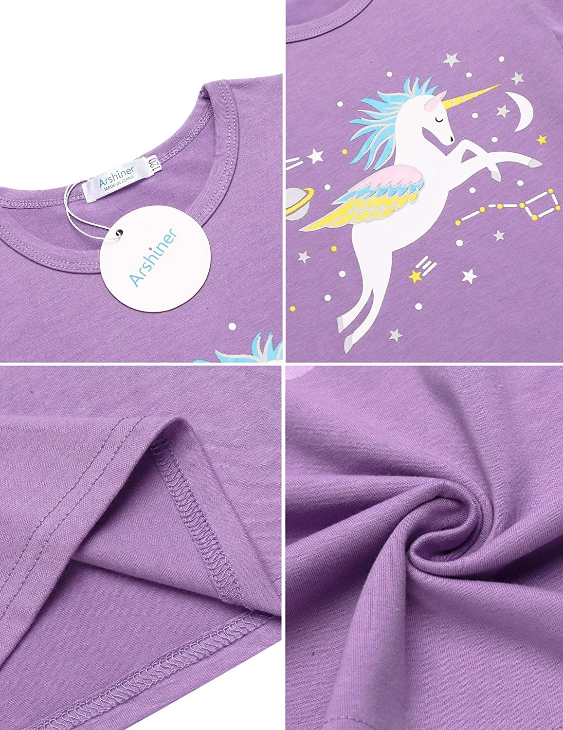 Arshiner Kids 3 Pack Long Sleeve Tees Girls Tees 3pcs Shirts