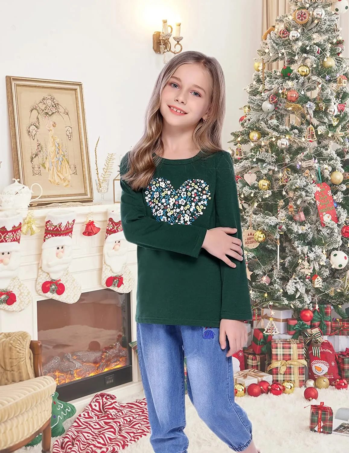 Arshiner Kids 3 Pack Long Sleeve Tees Girls Tees 3pcs Shirts