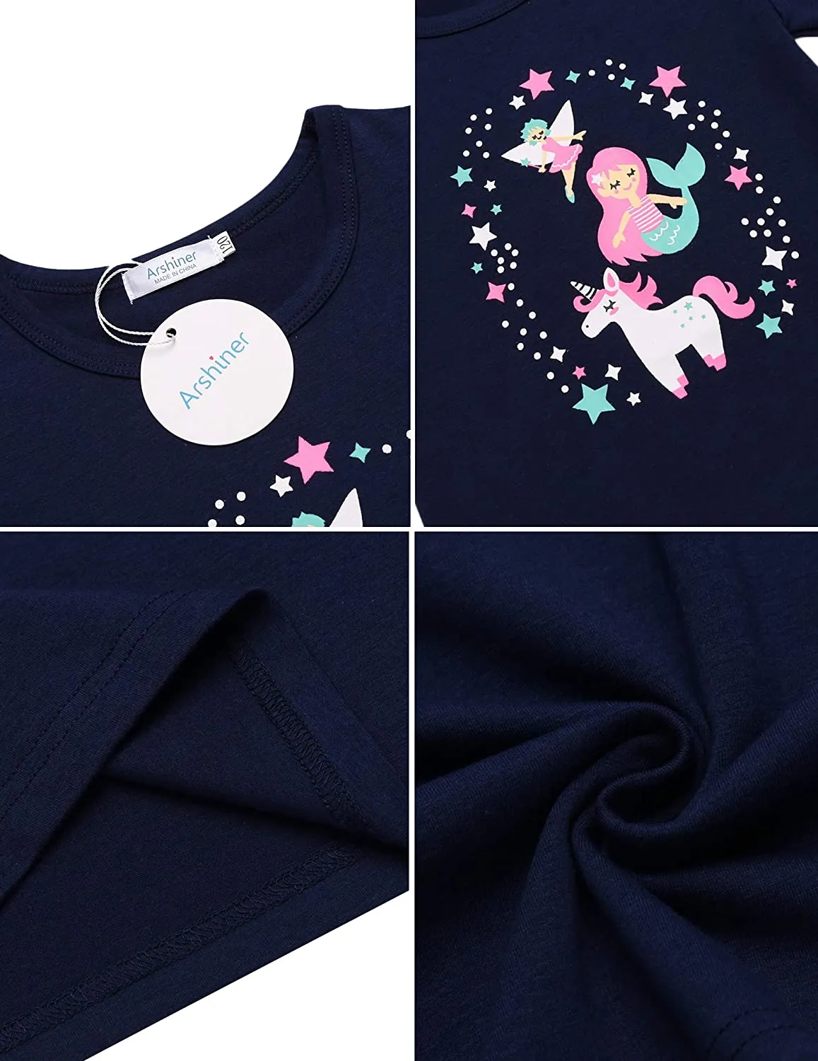 Arshiner Kids 3 Pack Long Sleeve Tees Girls Tees 3pcs Shirts