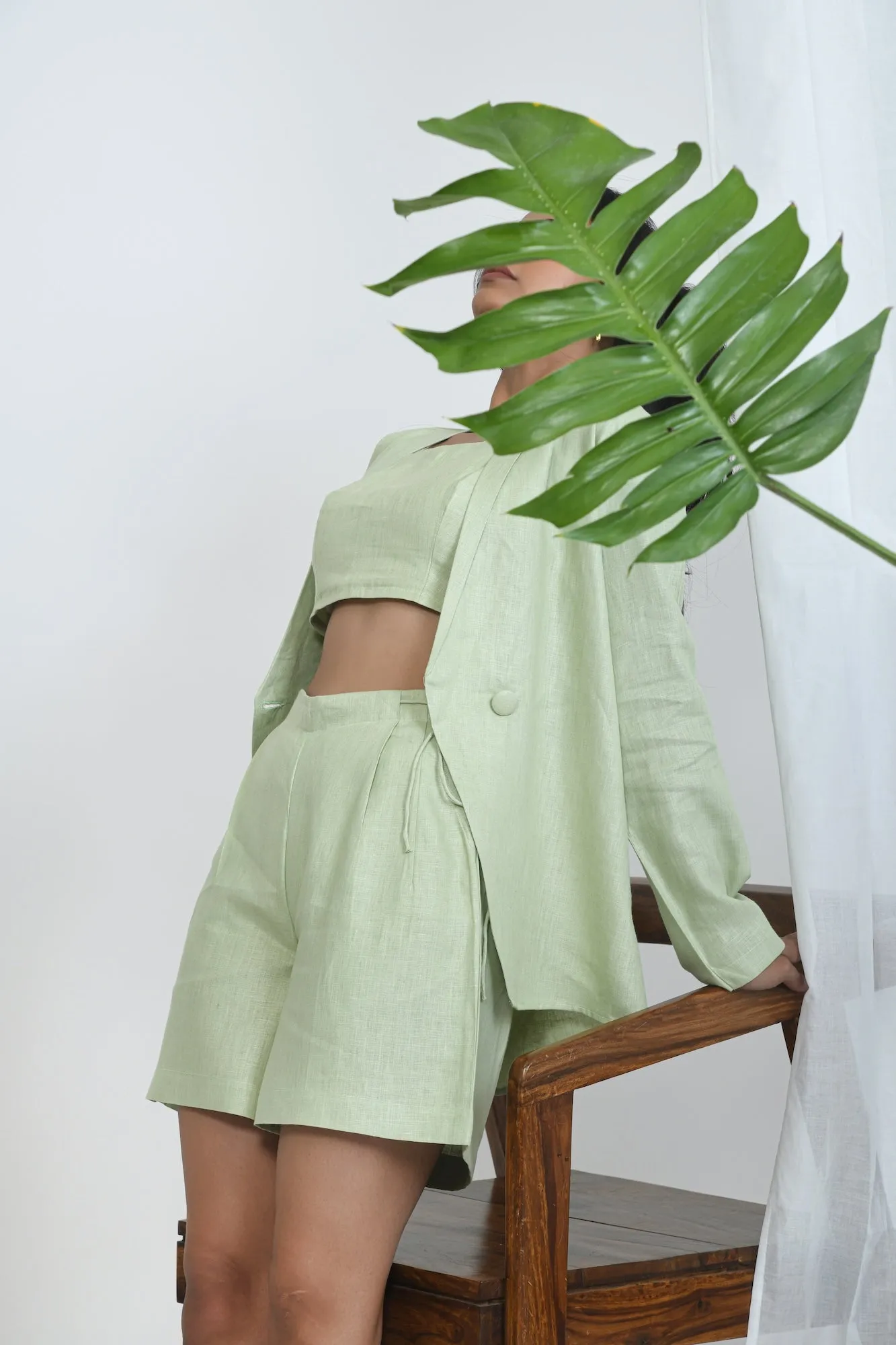 Breathable Hemp Crop Top with Adjustable Fit | Pistachio - light green