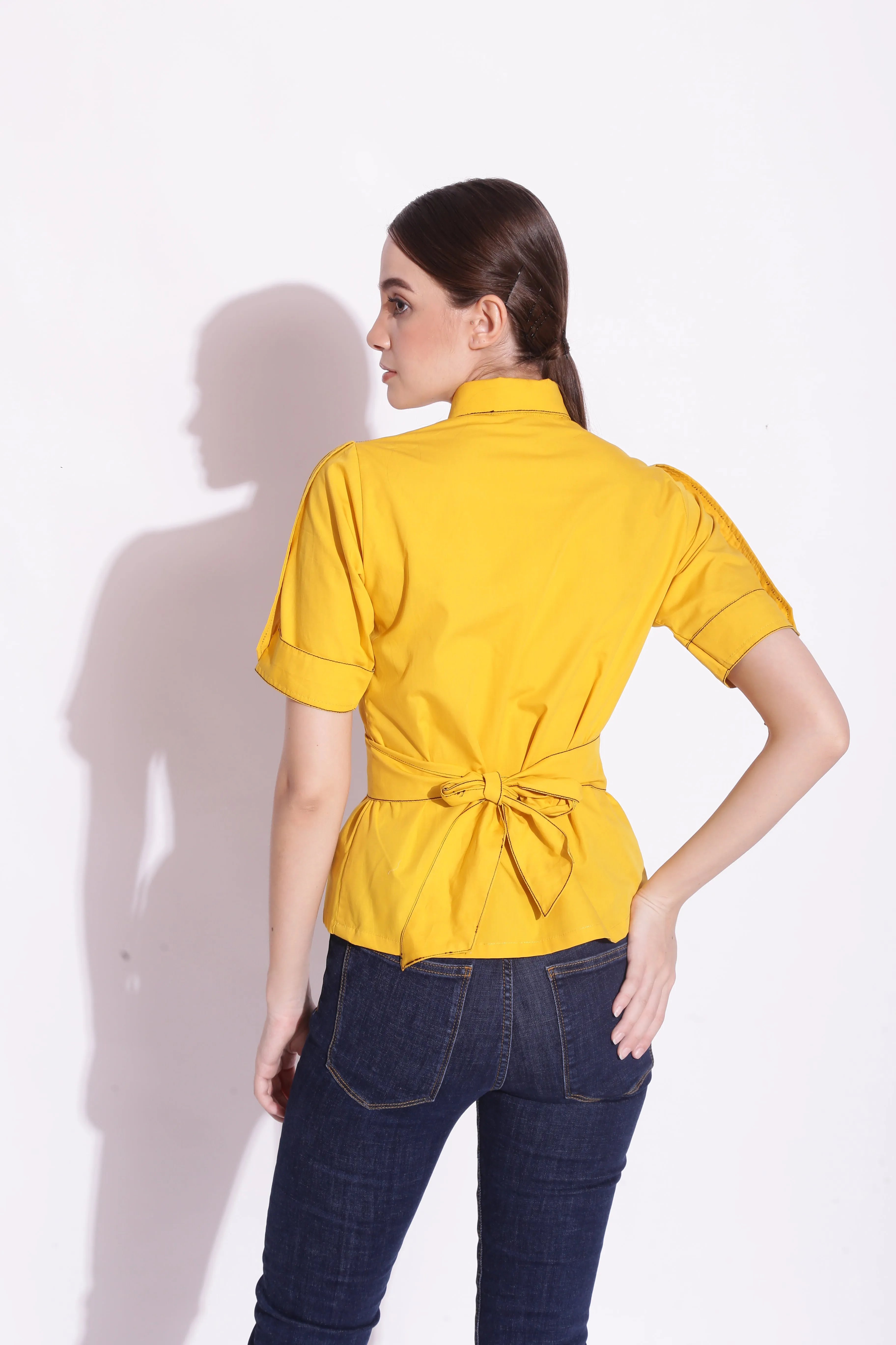 Button Down Top Stitching Shirt