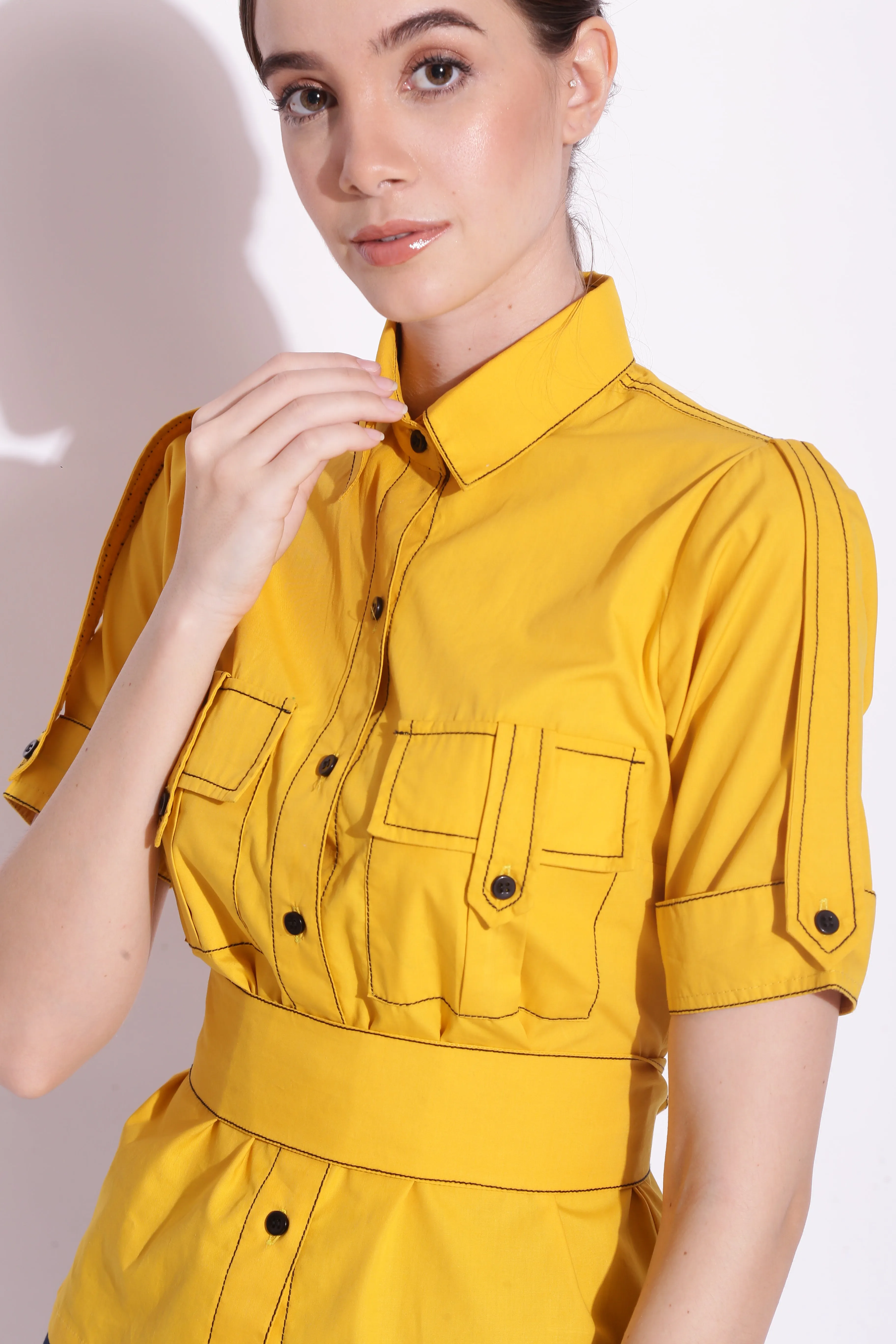 Button Down Top Stitching Shirt