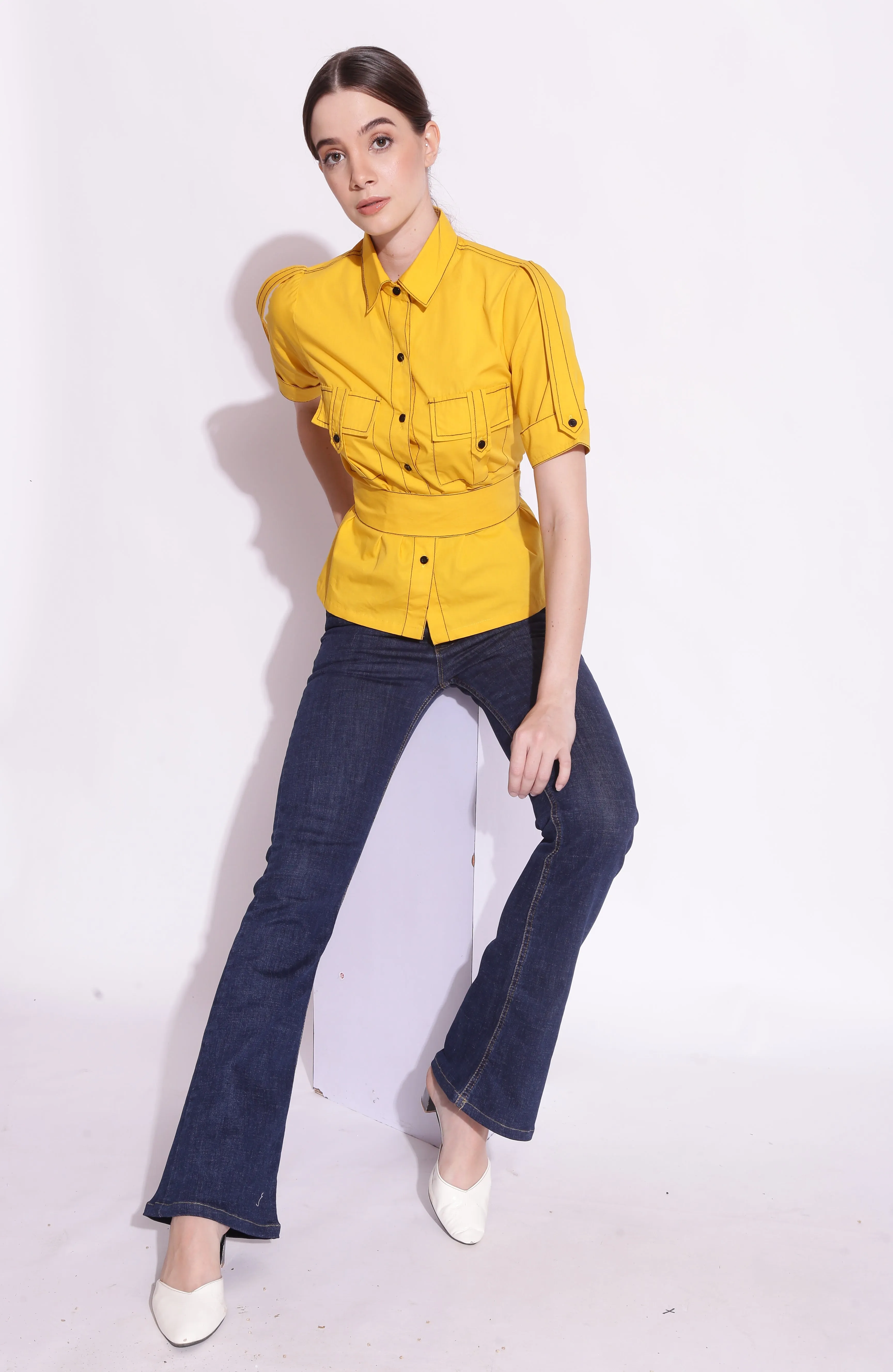 Button Down Top Stitching Shirt