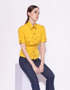 Button Down Top Stitching Shirt