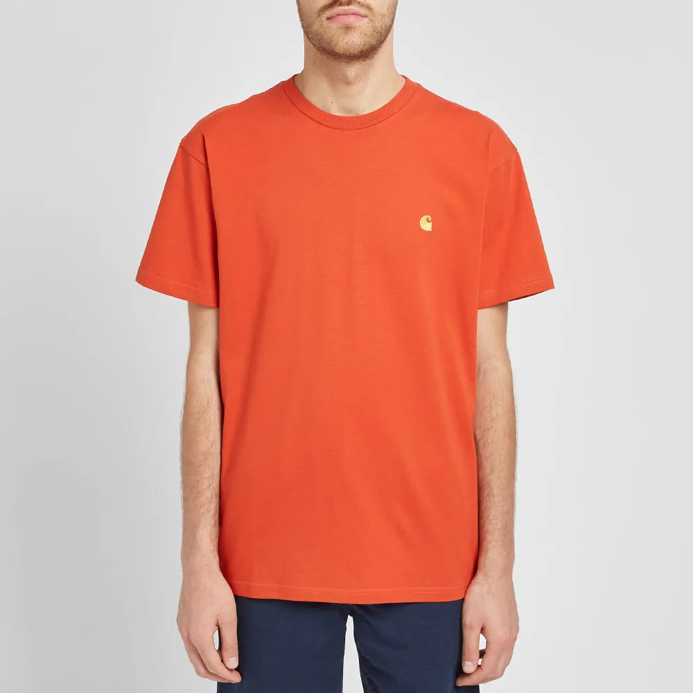 Carhartt WIP Chase Embroidered Tee (Brick Orange & Gold)(Regular Size)