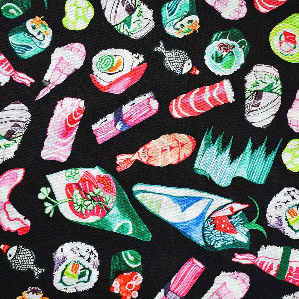 Chef's Table Sushi Rolls Cotton Black/Multi