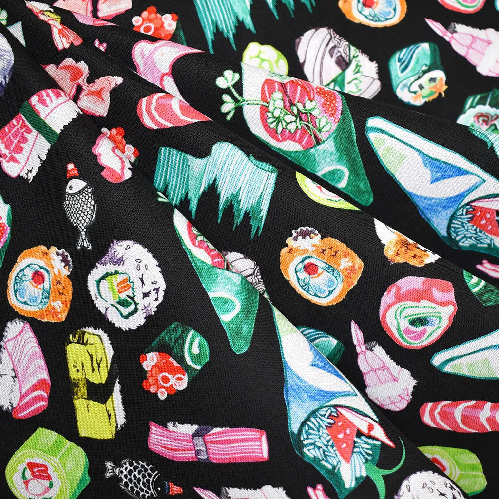 Chef's Table Sushi Rolls Cotton Black/Multi