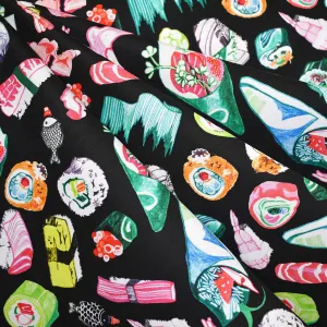 Chef's Table Sushi Rolls Cotton Black/Multi