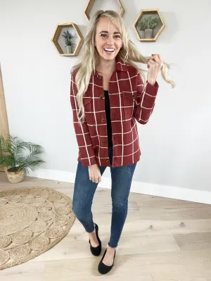 Complicated Checkered Cardigan in Copper