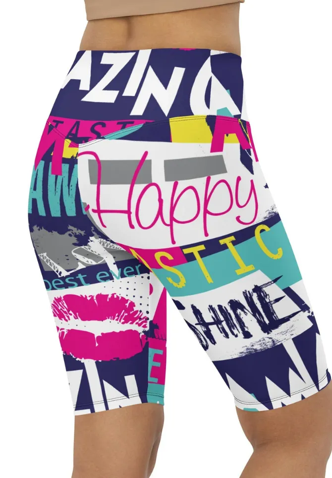 Cool Slogan Biker Shorts