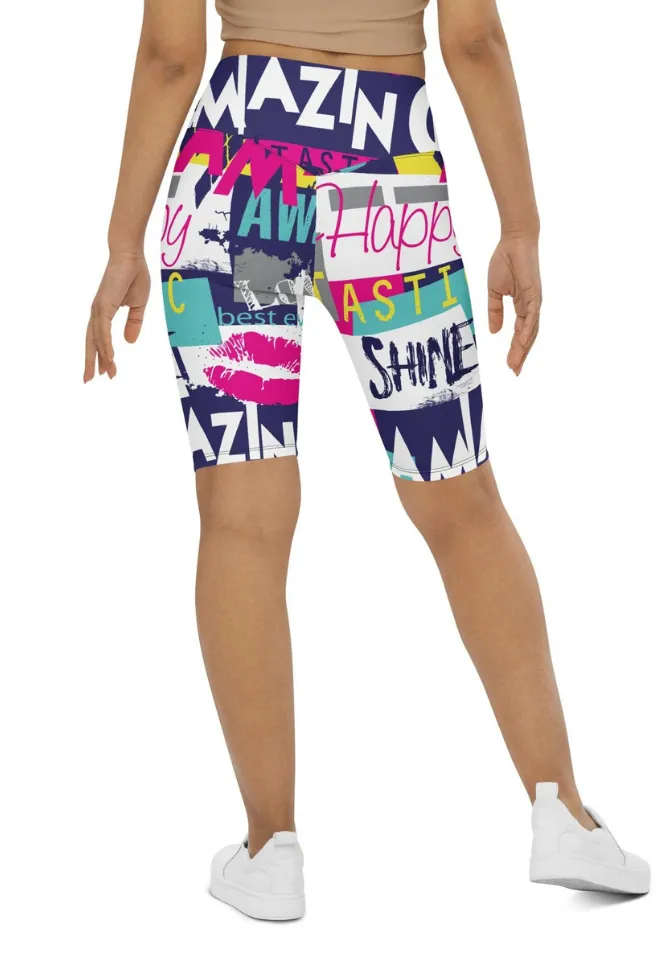 Cool Slogan Biker Shorts