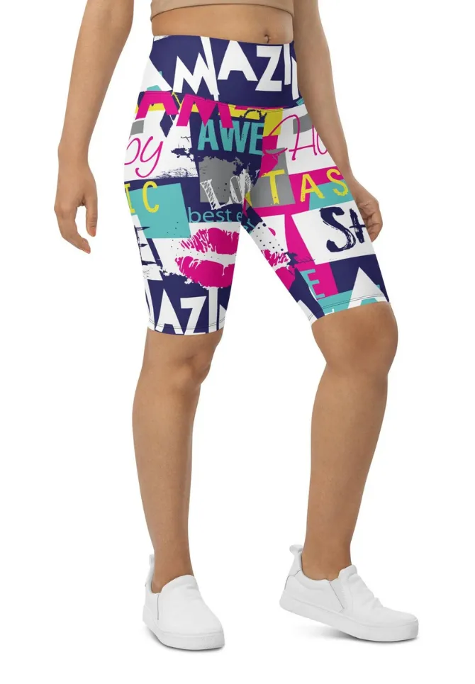 Cool Slogan Biker Shorts