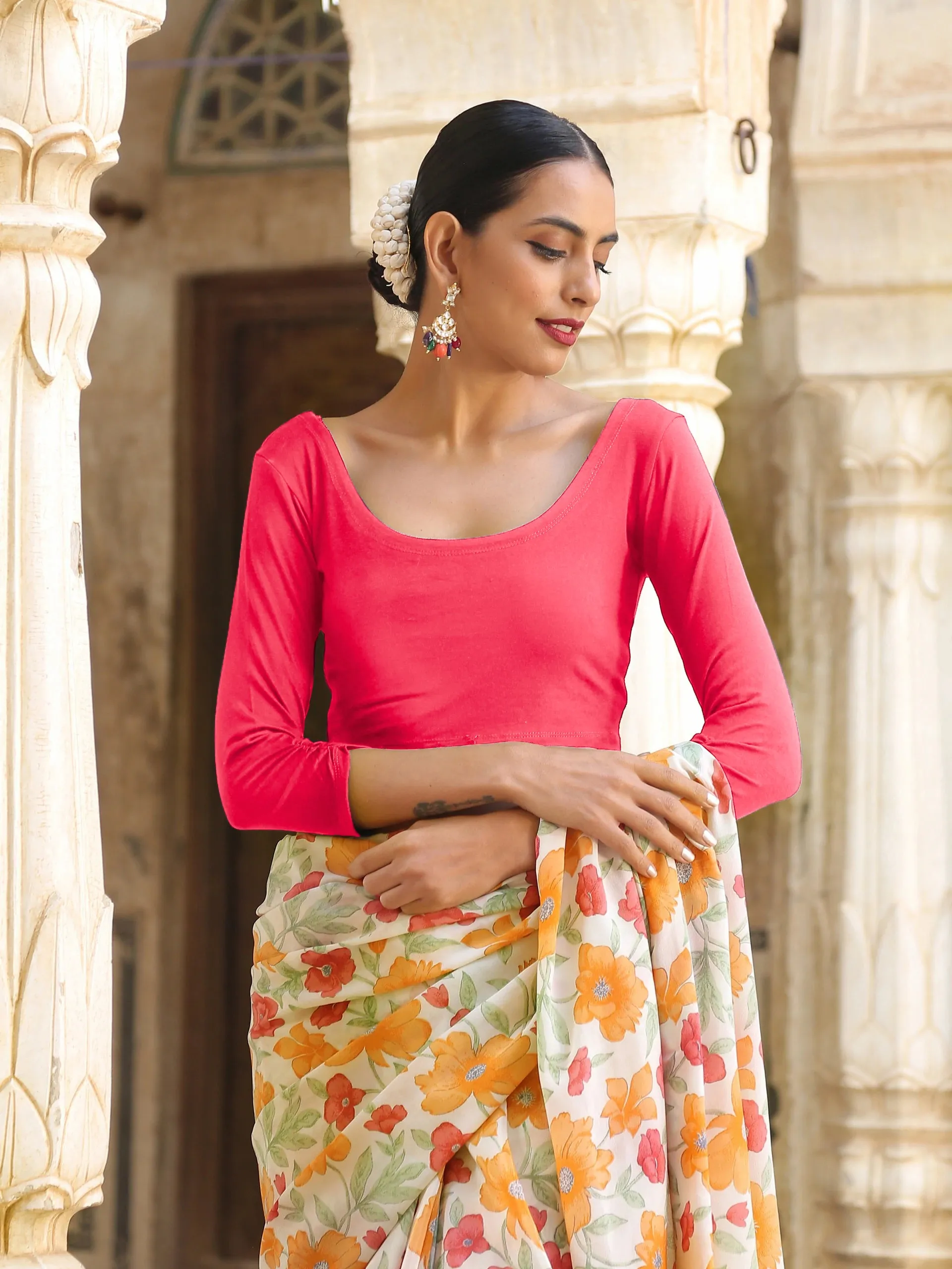 Coral Pink Stretchy Blouse
