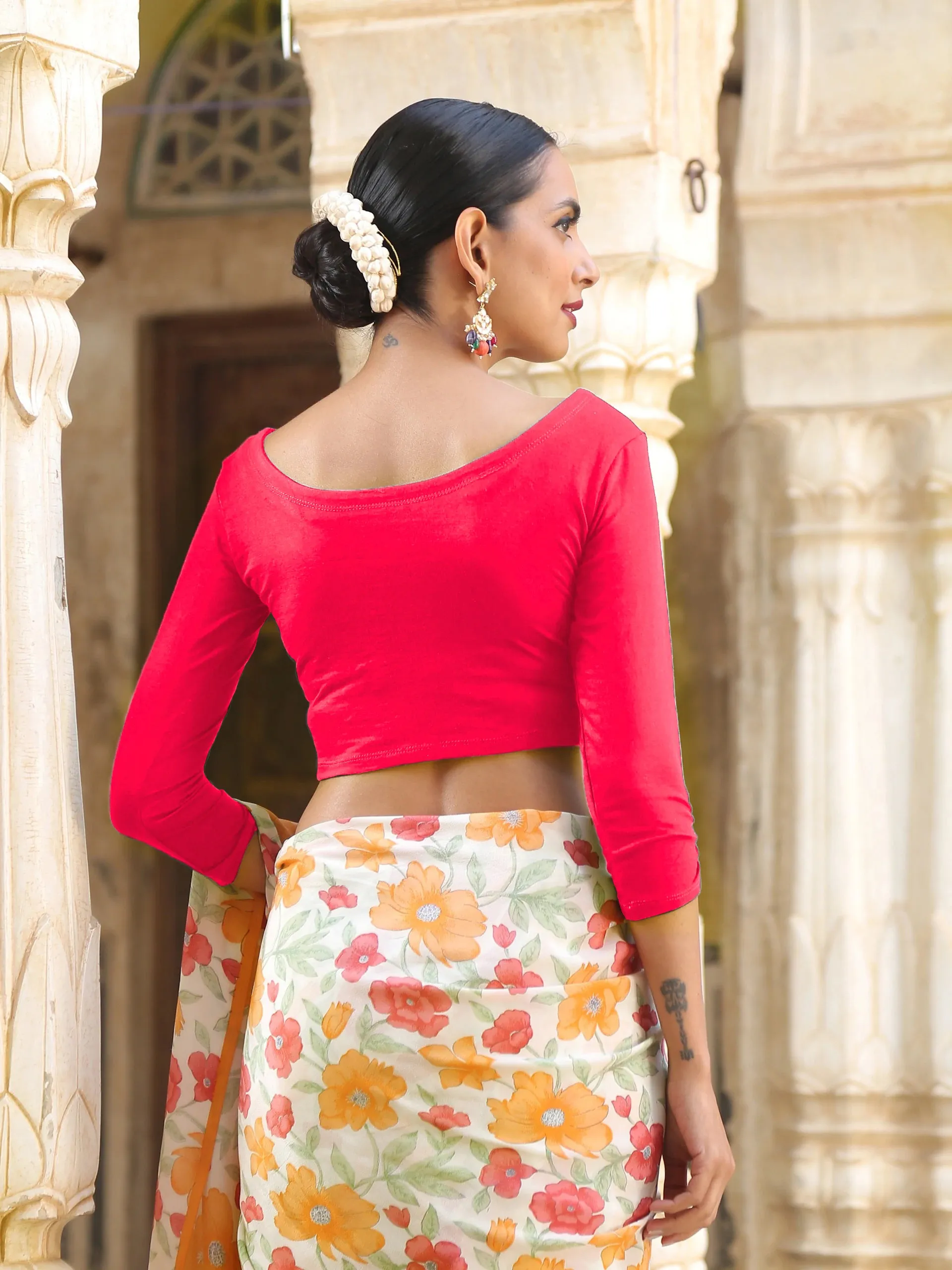 Coral Pink Stretchy Blouse