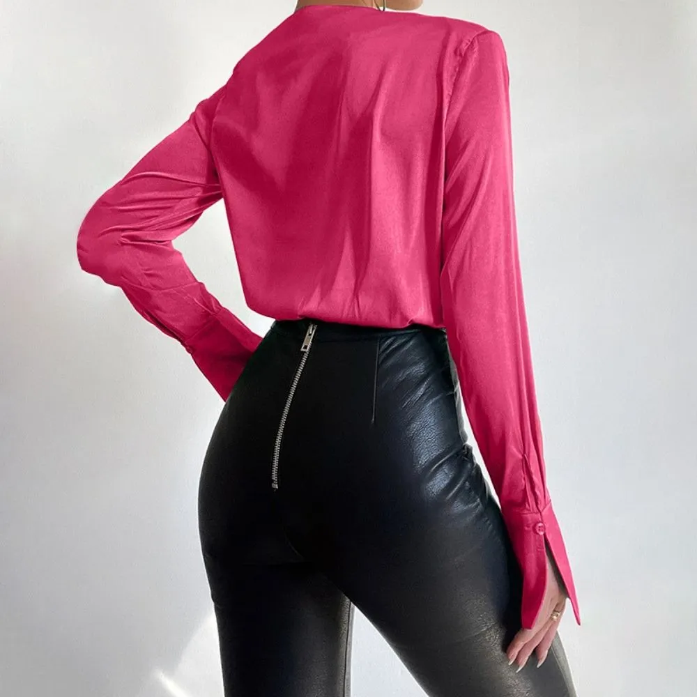 Deep V-neck Bodysuit Blouses