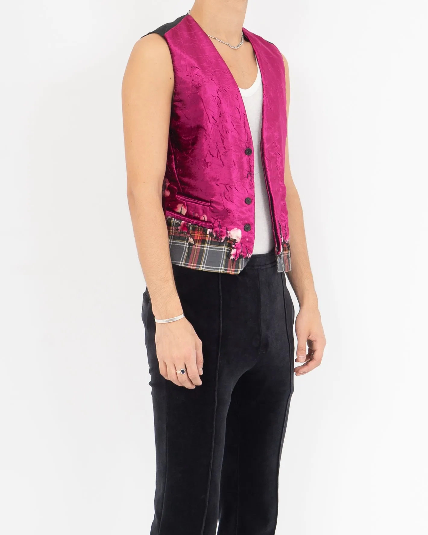 FW17 Pink Crushed Velvet Vest Runway Sample