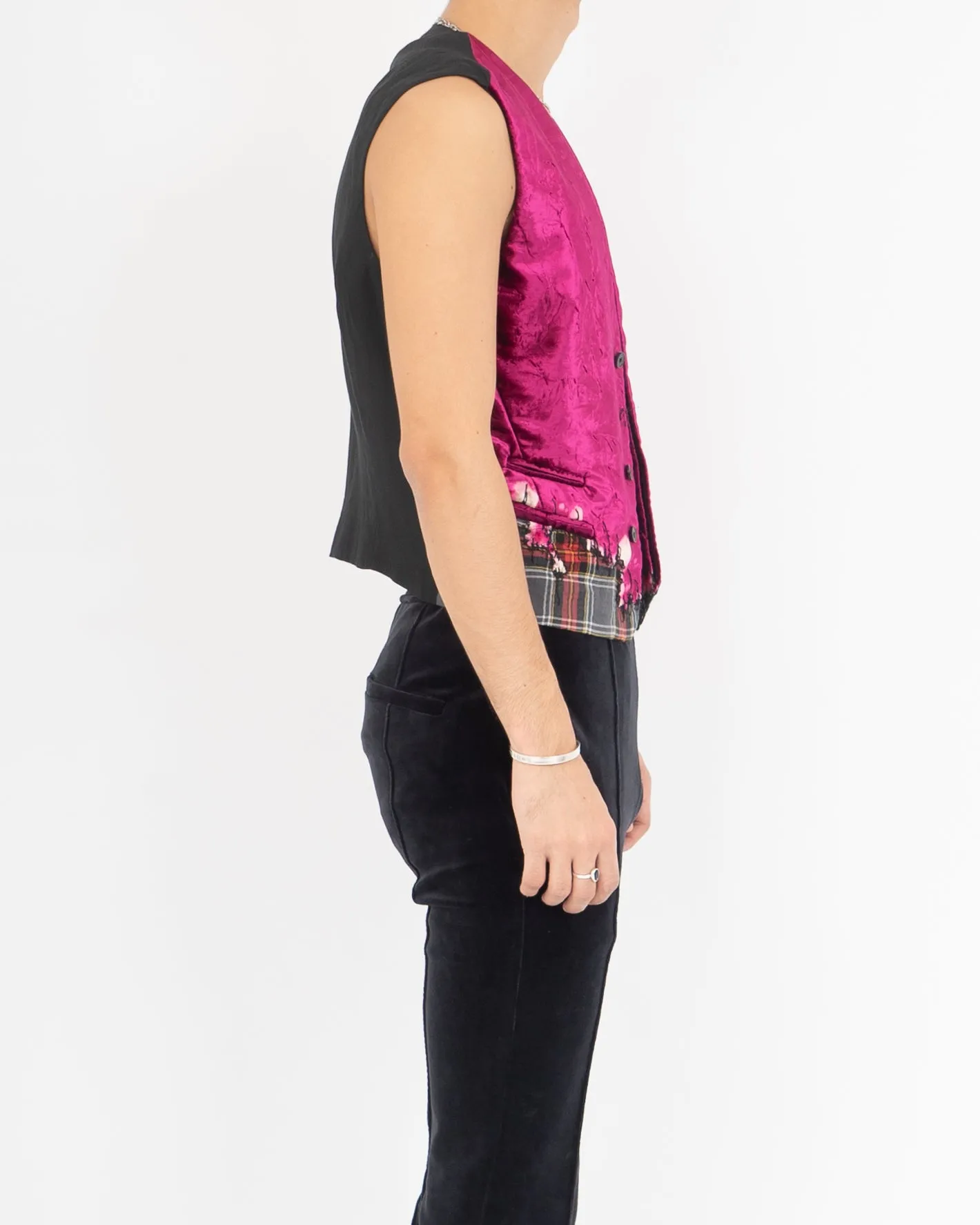 FW17 Pink Crushed Velvet Vest Runway Sample