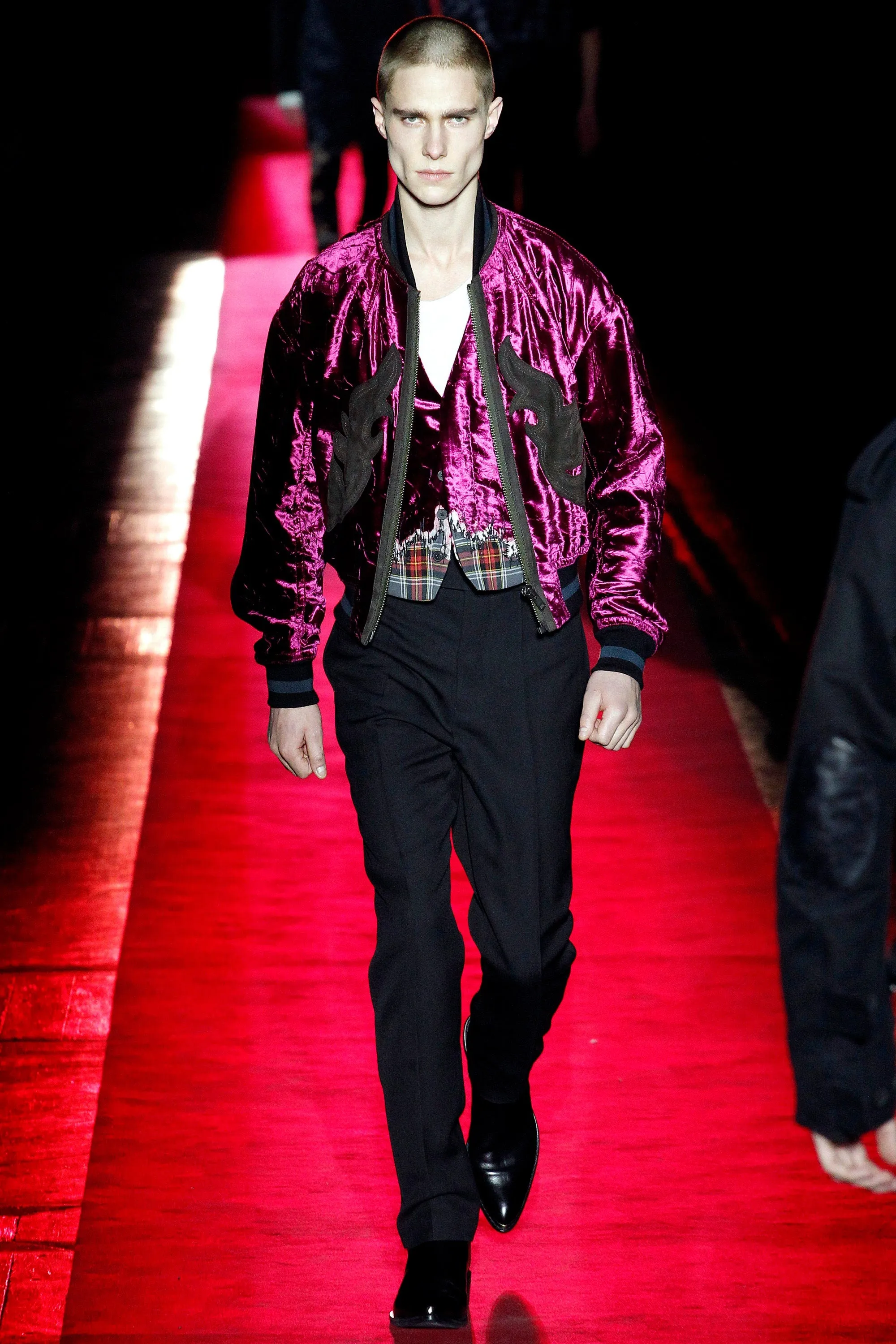 FW17 Pink Crushed Velvet Vest Runway Sample
