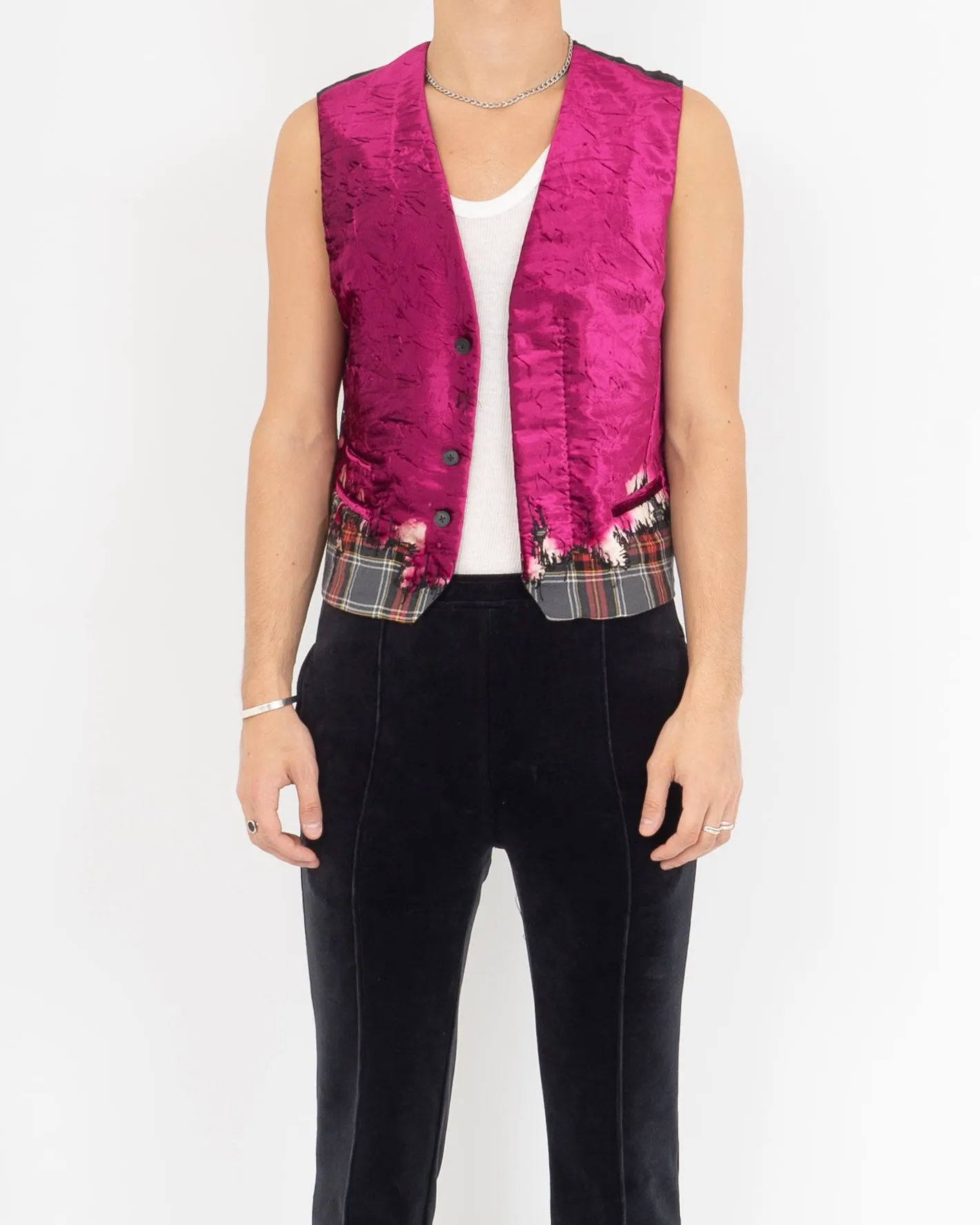 FW17 Pink Crushed Velvet Vest Runway Sample