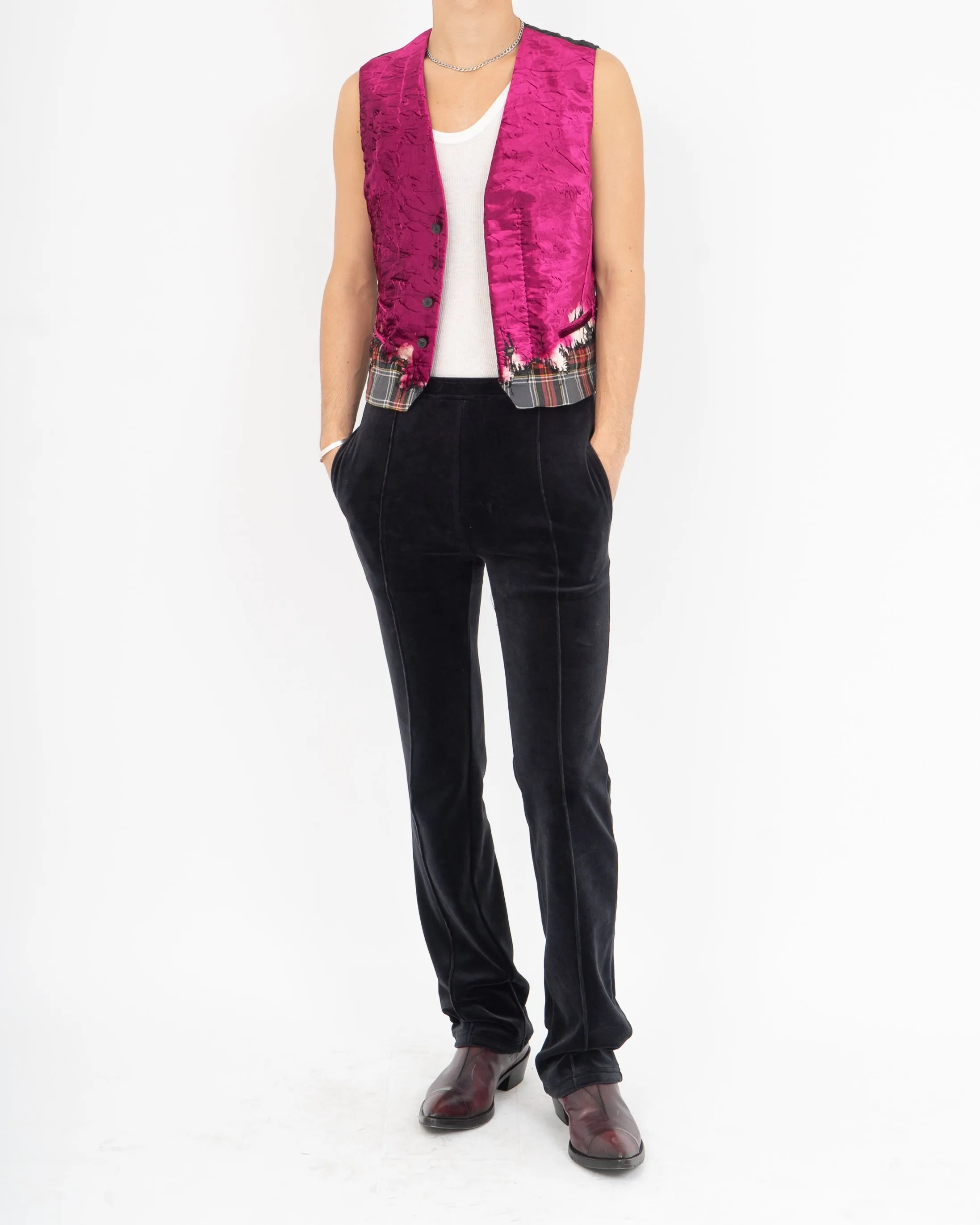 FW17 Pink Crushed Velvet Vest Runway Sample
