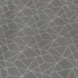 Geometric Origami Print Cotton Poplin Fabric - Grey & White