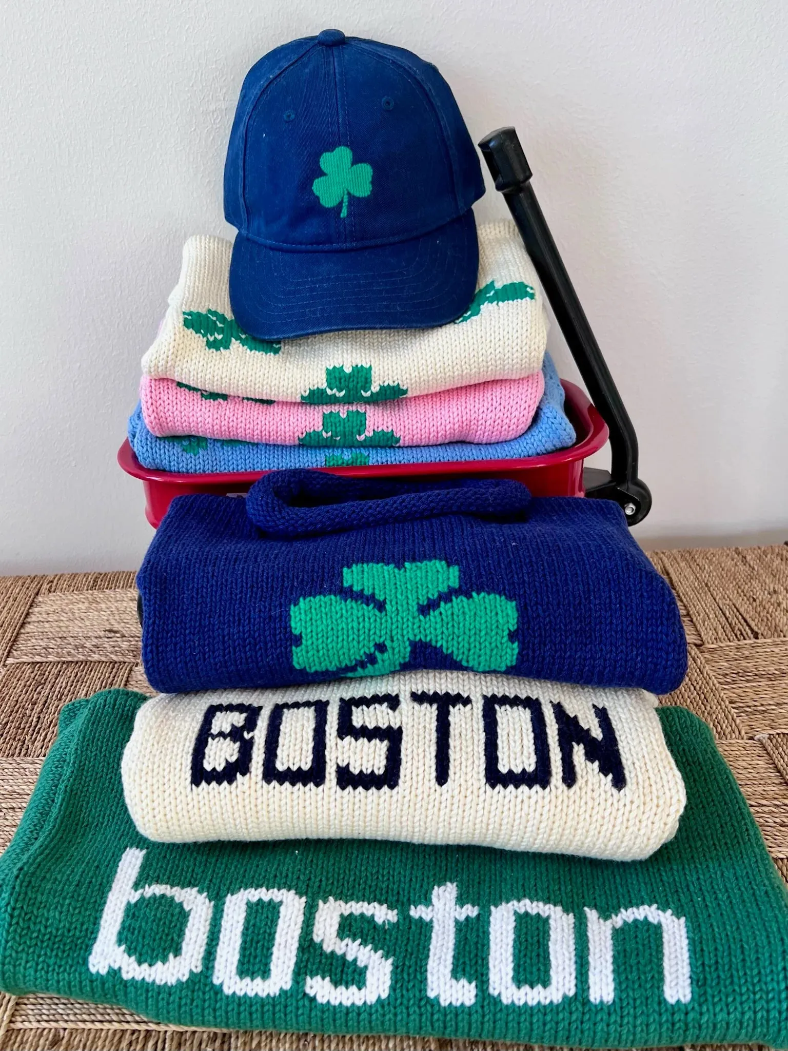 Green/White Lowercase Boston Roll Neck Sweater