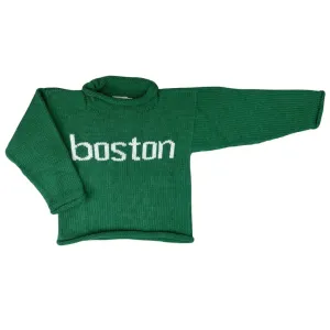 Green/White Lowercase Boston Roll Neck Sweater