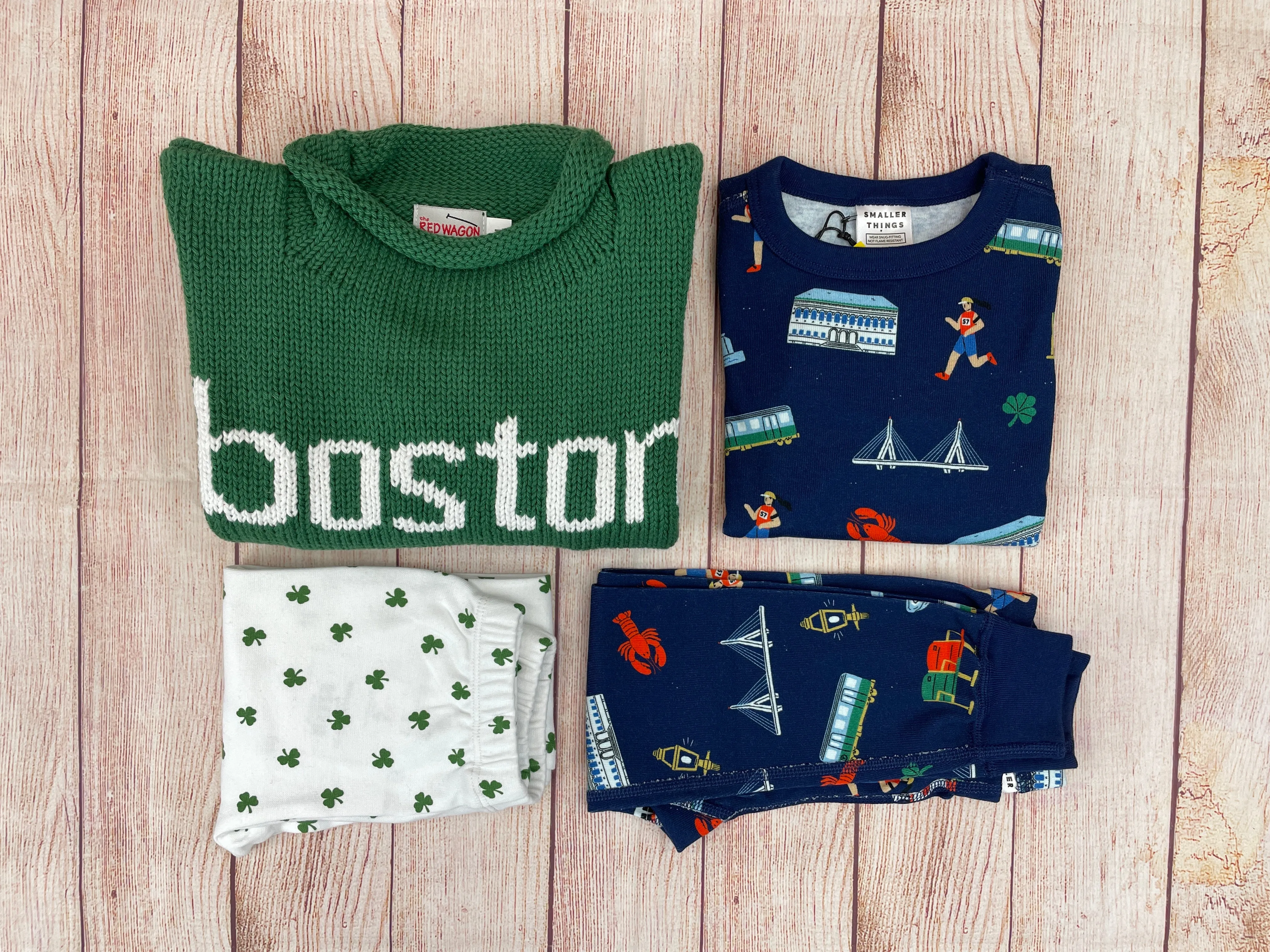 Green/White Lowercase Boston Roll Neck Sweater