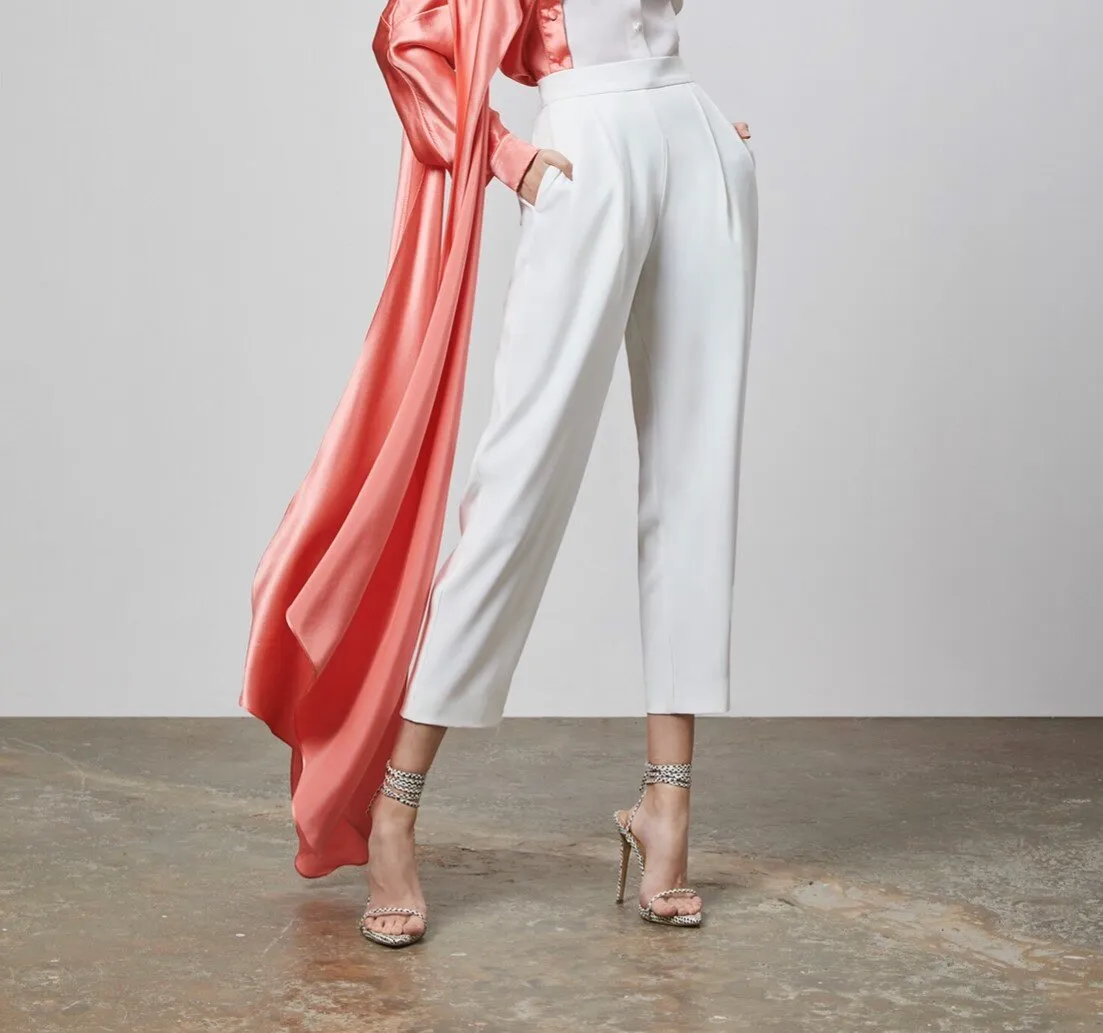 High Waisted Pleated Off-white Pants