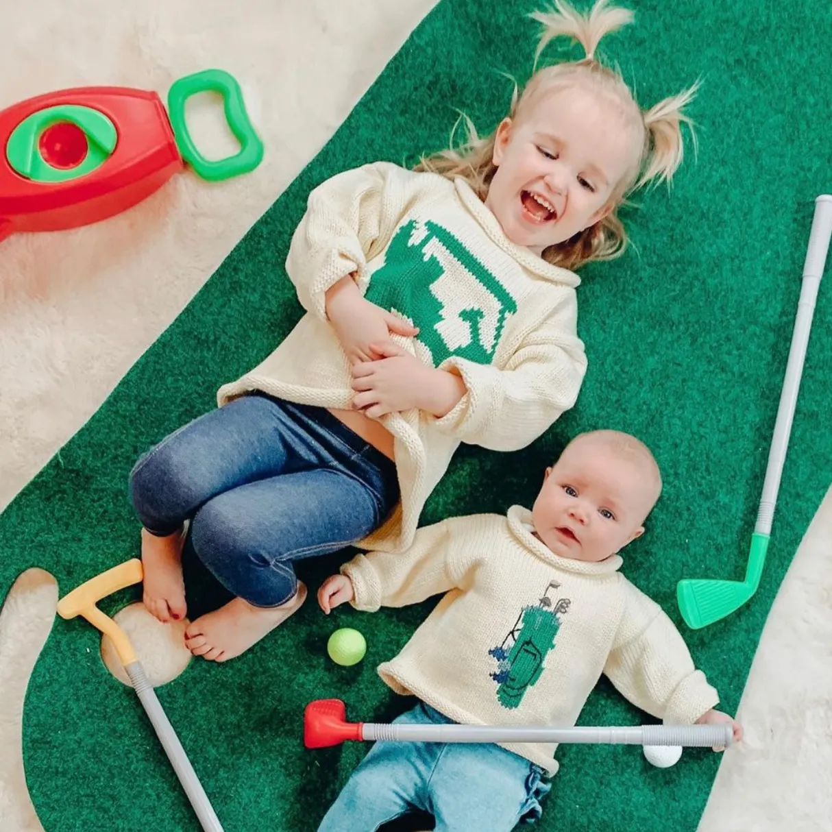 Ivory Golf Cart Roll Neck Sweater
