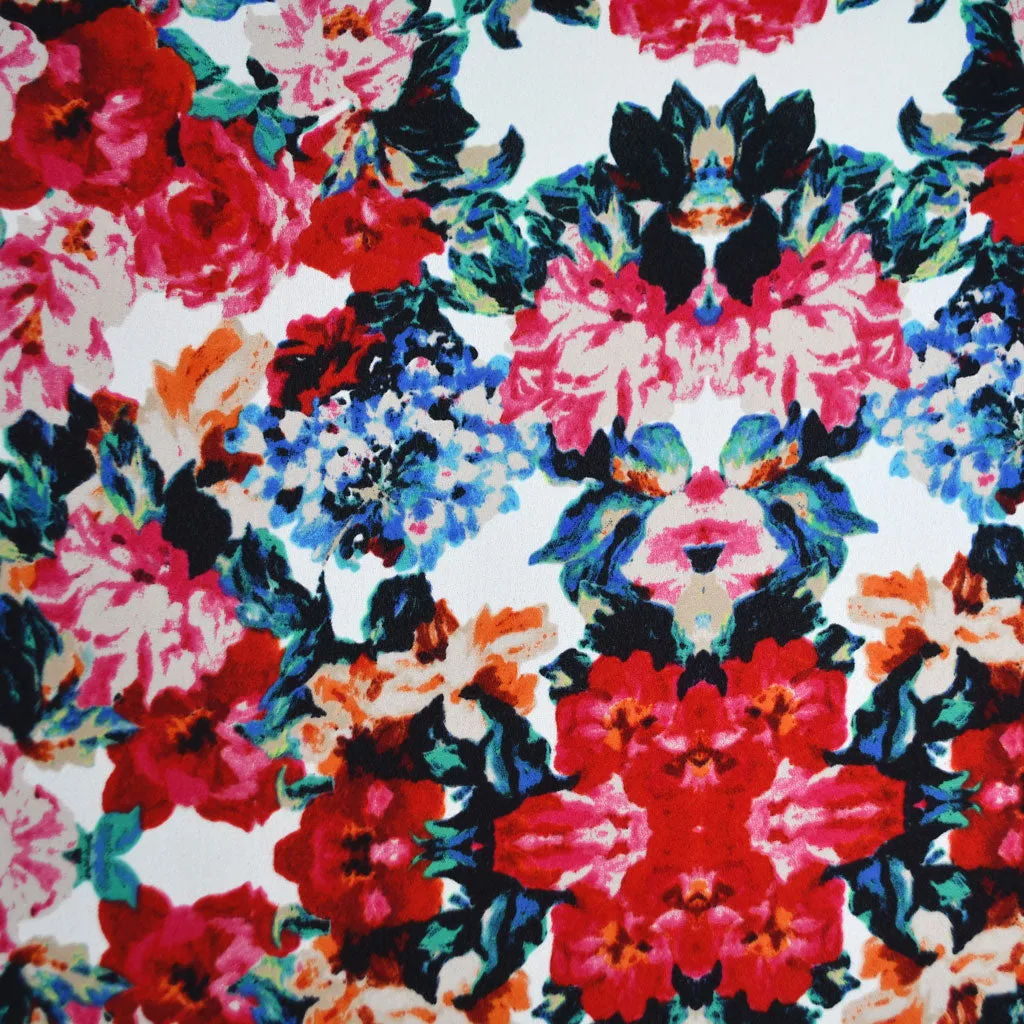 Kaleidoscope Floral Poly Crepe Vanilla/Magenta