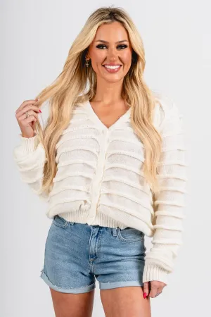 Layered ruffle sweater ivory