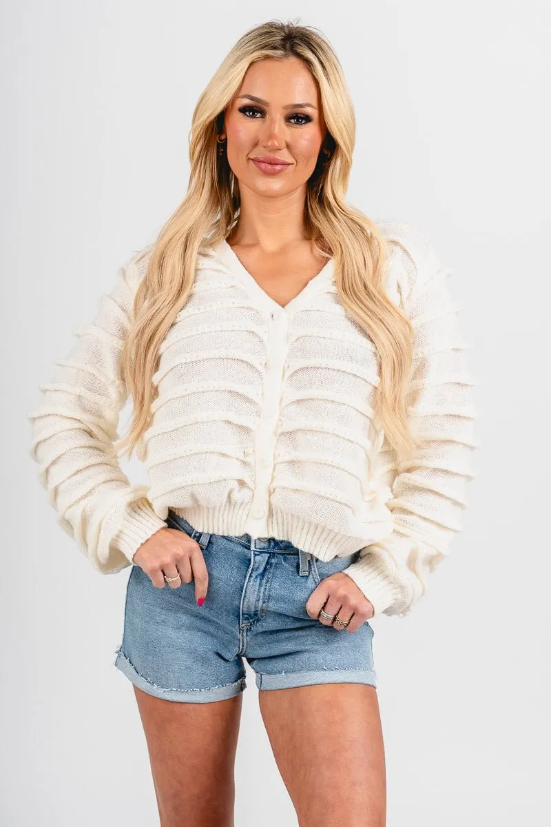 Layered ruffle sweater ivory