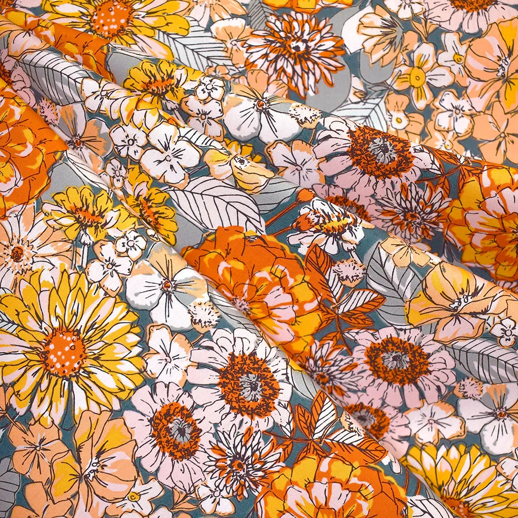 Listen to Your Heart Fleuron Floral Premium Cotton Citrus