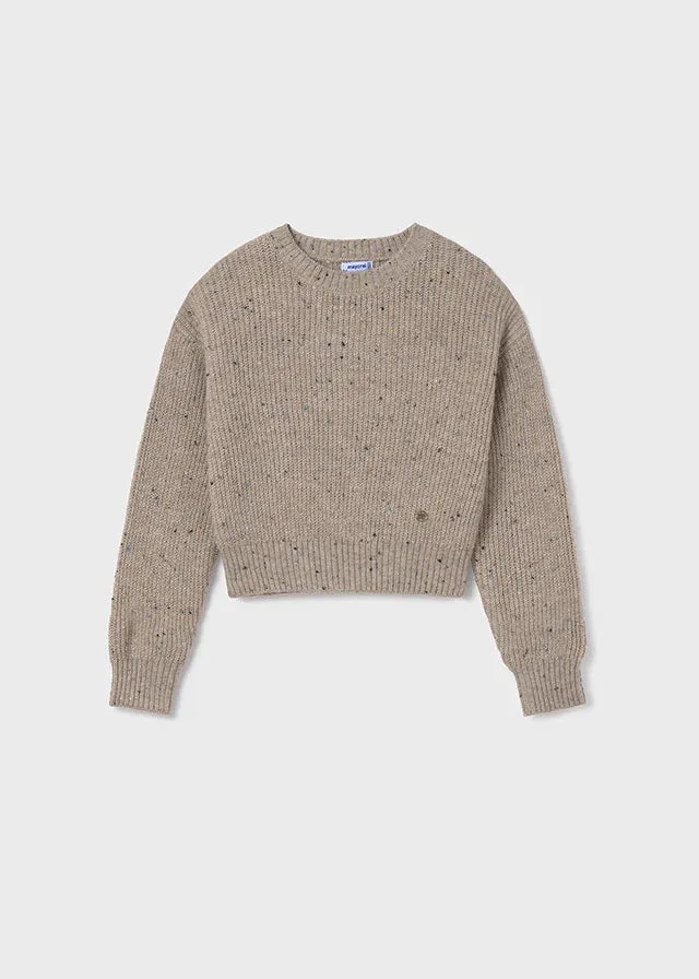 Mayoral Cropped Knit Sweater in Speckled:  Size 8 to 18 Years