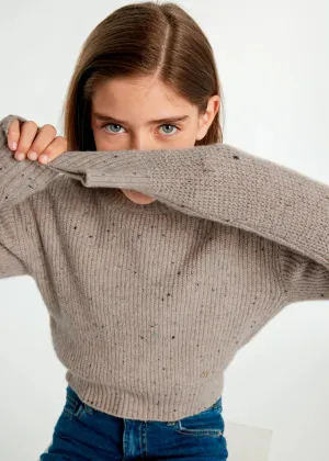 Mayoral Cropped Knit Sweater in Speckled:  Size 8 to 18 Years