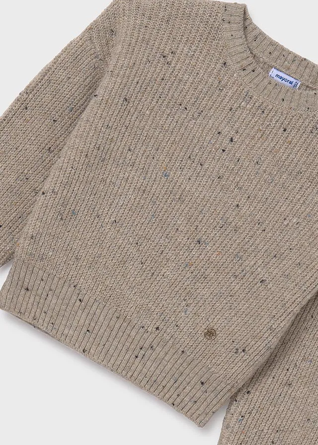 Mayoral Cropped Knit Sweater in Speckled:  Size 8 to 18 Years