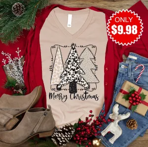 Merry Christmas Trees V-Neck Tee - 9