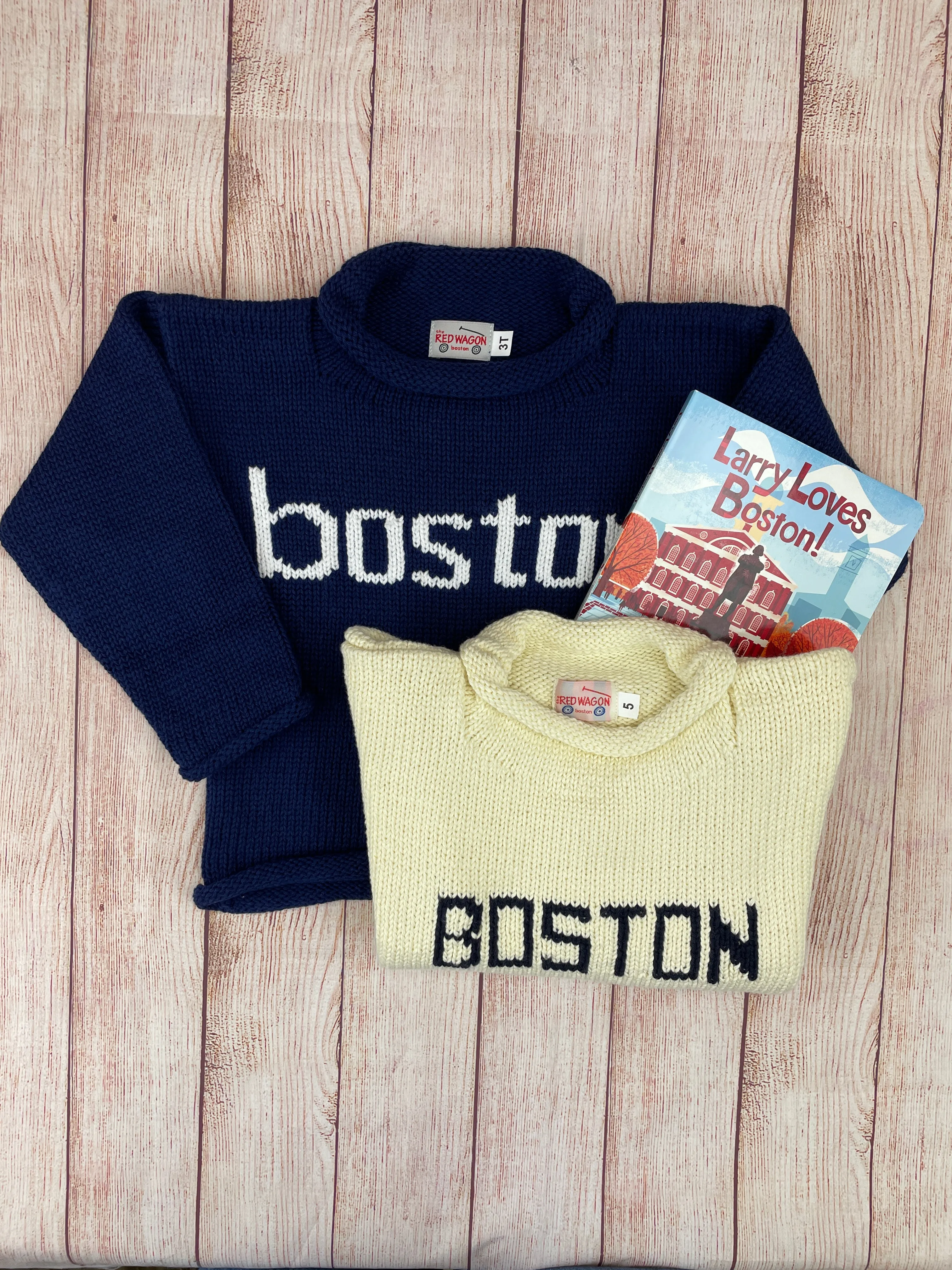 Navy/White Lowercase Boston Roll Neck Sweater