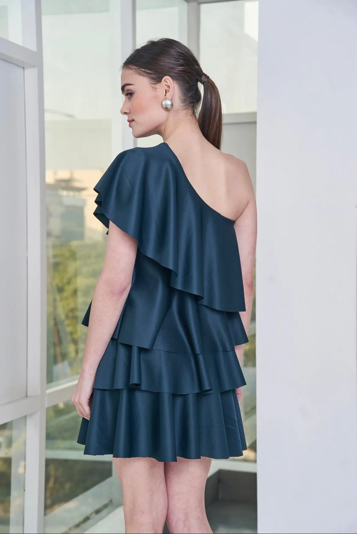 One Shoulder Ruffle Dress