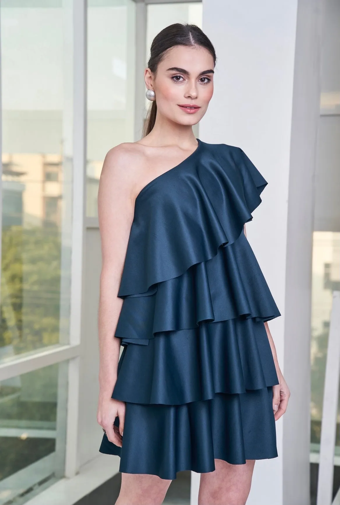 One Shoulder Ruffle Dress