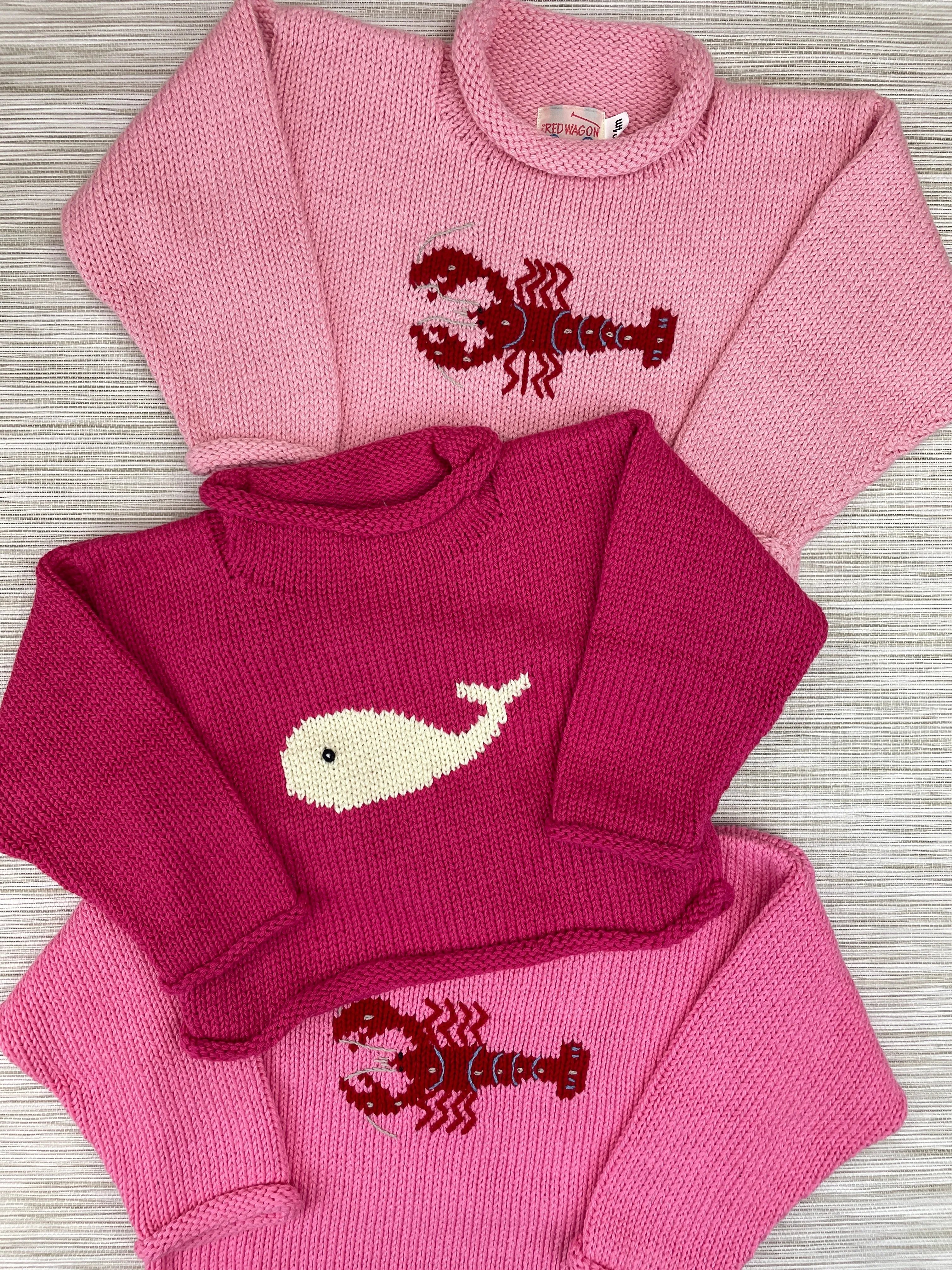 Pink Whale Roll Neck Sweater