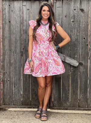 Ressa Pink Paisley Sleeveless Dress
